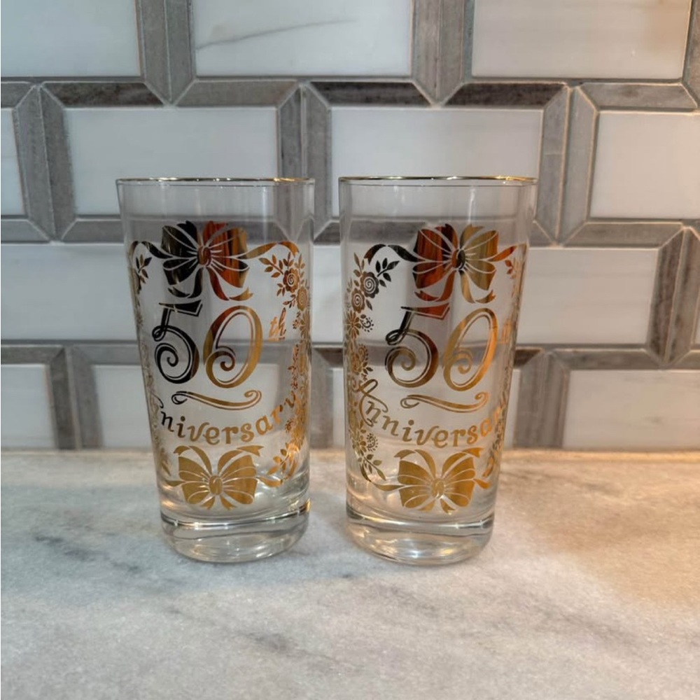 Vintage 50th Anniversary Gold Glasses